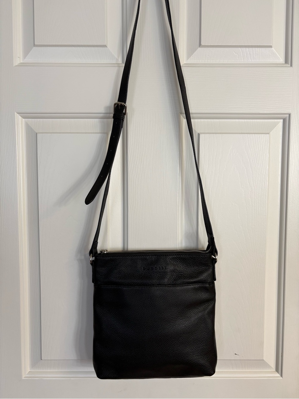 Bugatti Black Pebbled Leather Shoulder Bag